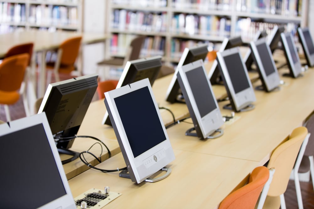 Computers room at the university or college library